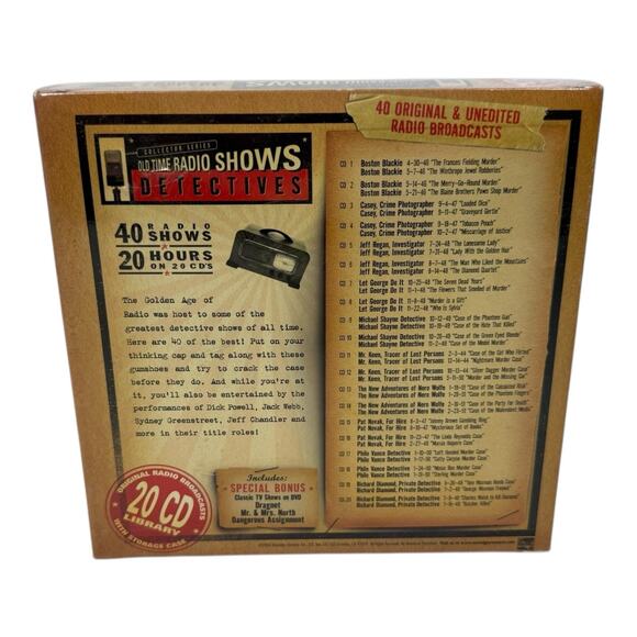 NEW Old Time Radio Shows: Detectives - Collector Series (CD, 20-Disc Set) w/DVD - Picture 2 of 5